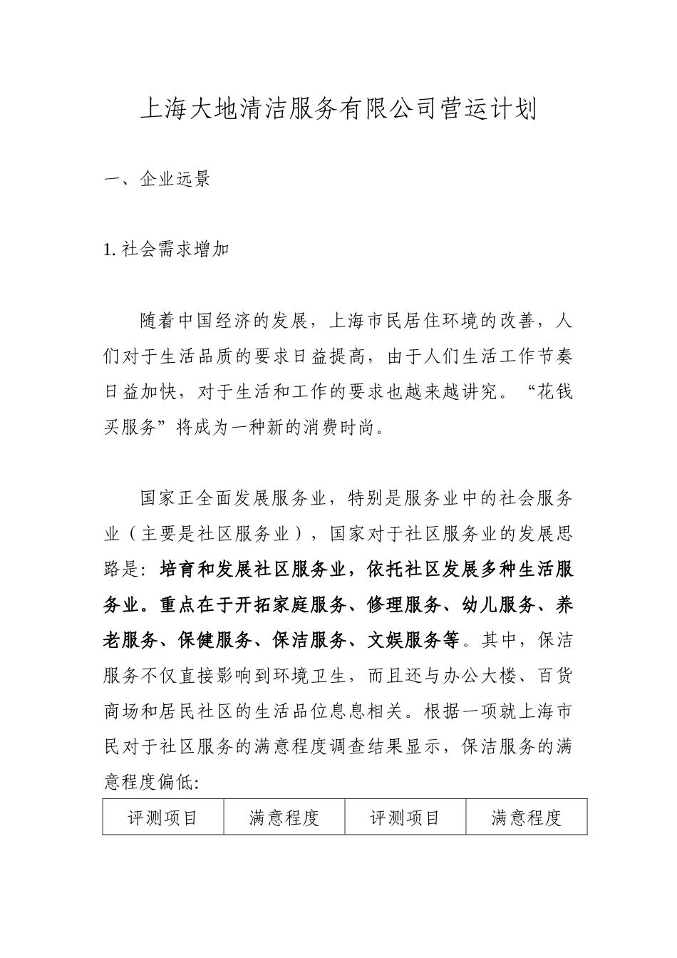 【2022精编】上海大地清洁公司营运计划_第1页