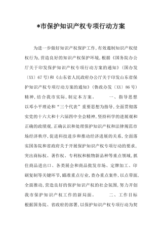 -市保护知识产权专项行动方案
