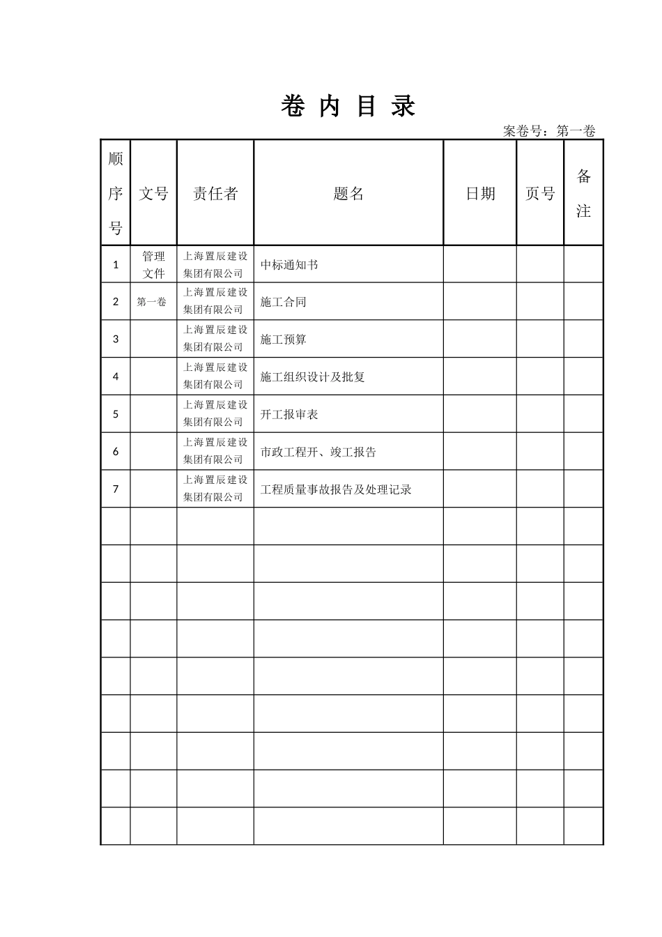 【2022精编】上海市政工程嘉朱路归档卷内目录_第1页