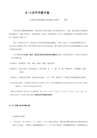 0—3岁早早教方案