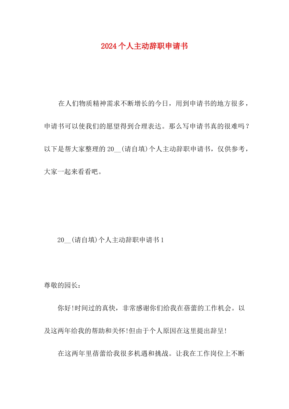2024个人主动辞职申请书 _第1页