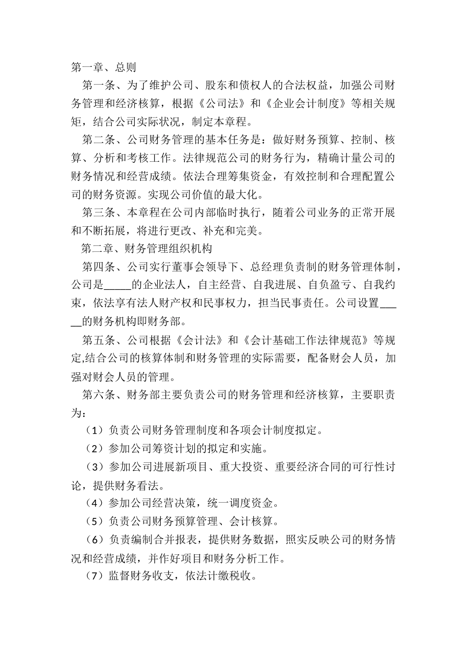 2024公司财务章程范本_第2页