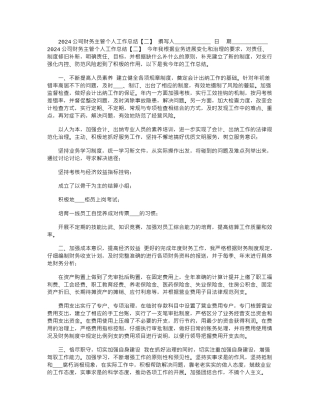 2024公司财务主管个人工作总结「二」