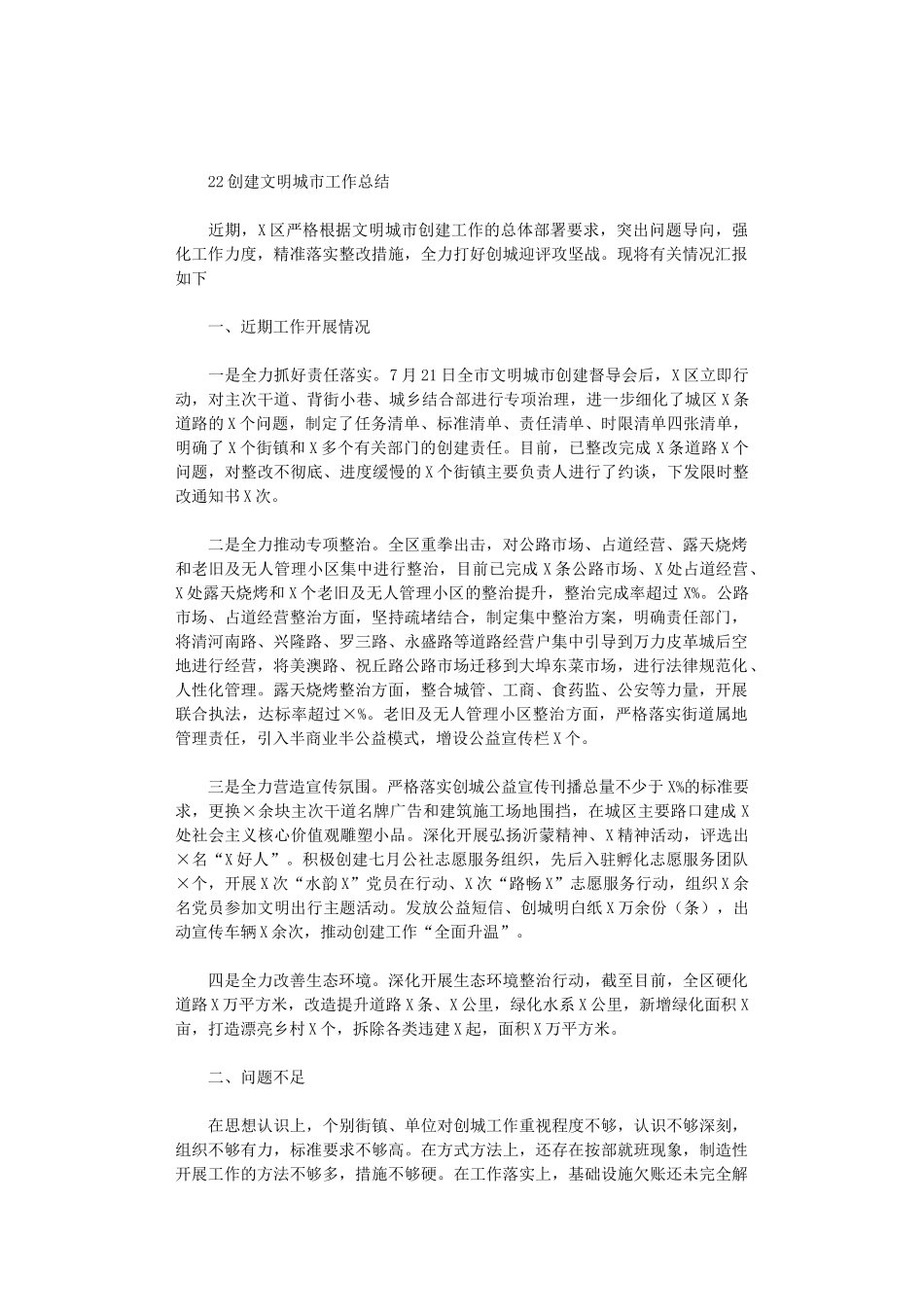 2024创建文明城市工作总结_第1页