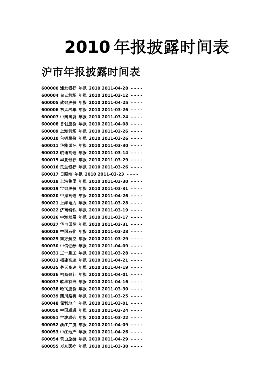 【2022精编】上市公司XXXX年报披露时间表_第1页