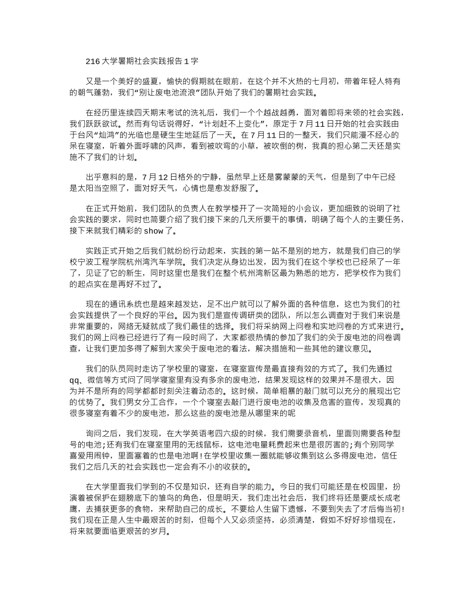 2024大学暑期社会实践报告1000字_第1页