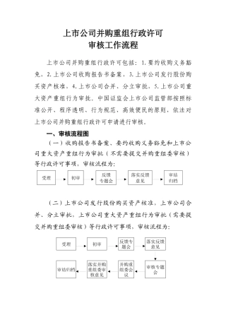 【2022精编】上市公司并购重组行政许可审核工作流程