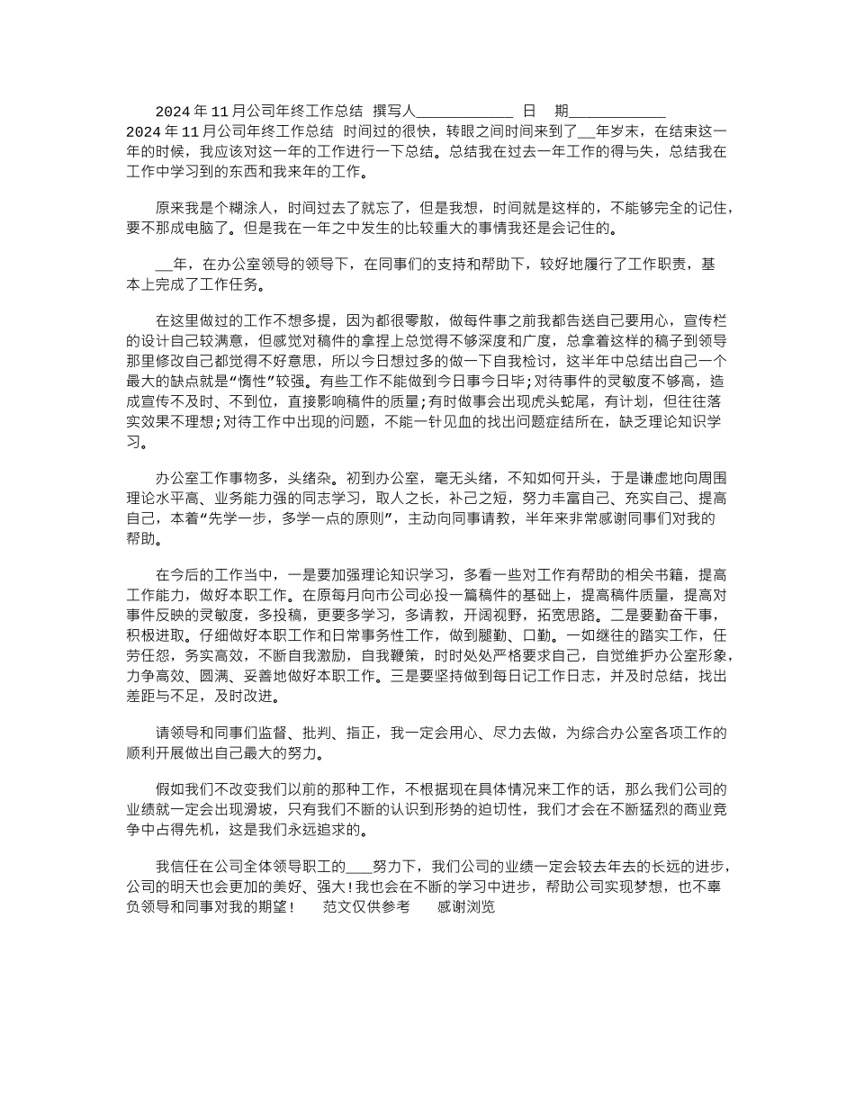 2024年11月公司年终工作总结_第1页