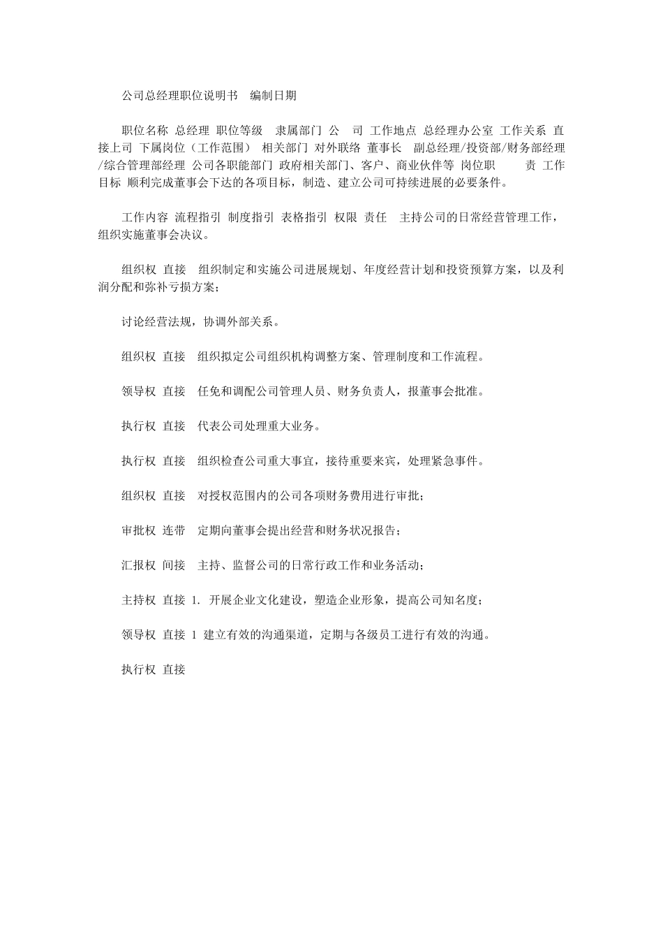 2024年[公司总经理职位说明书]-总经理职务说明书范本_第1页