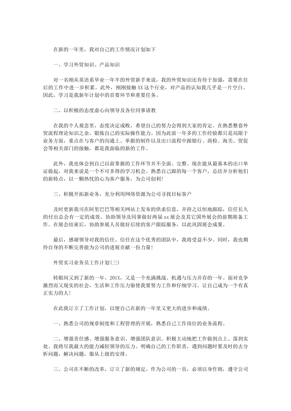 2024年[外贸实习业务员工作计划]_第2页