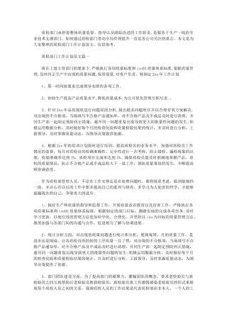 2024年[质检部门工作计划例文]质检年度工作计划