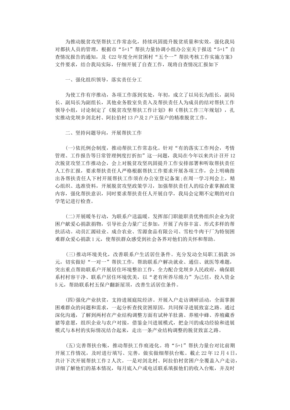 2024年“五个一”帮扶工作自查报告_第1页
