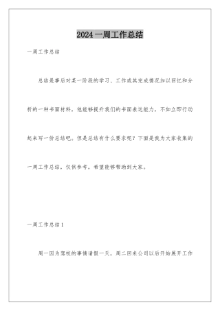 2024年一周工作总结