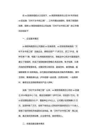 2024年万村千乡市场工程工作情况汇报