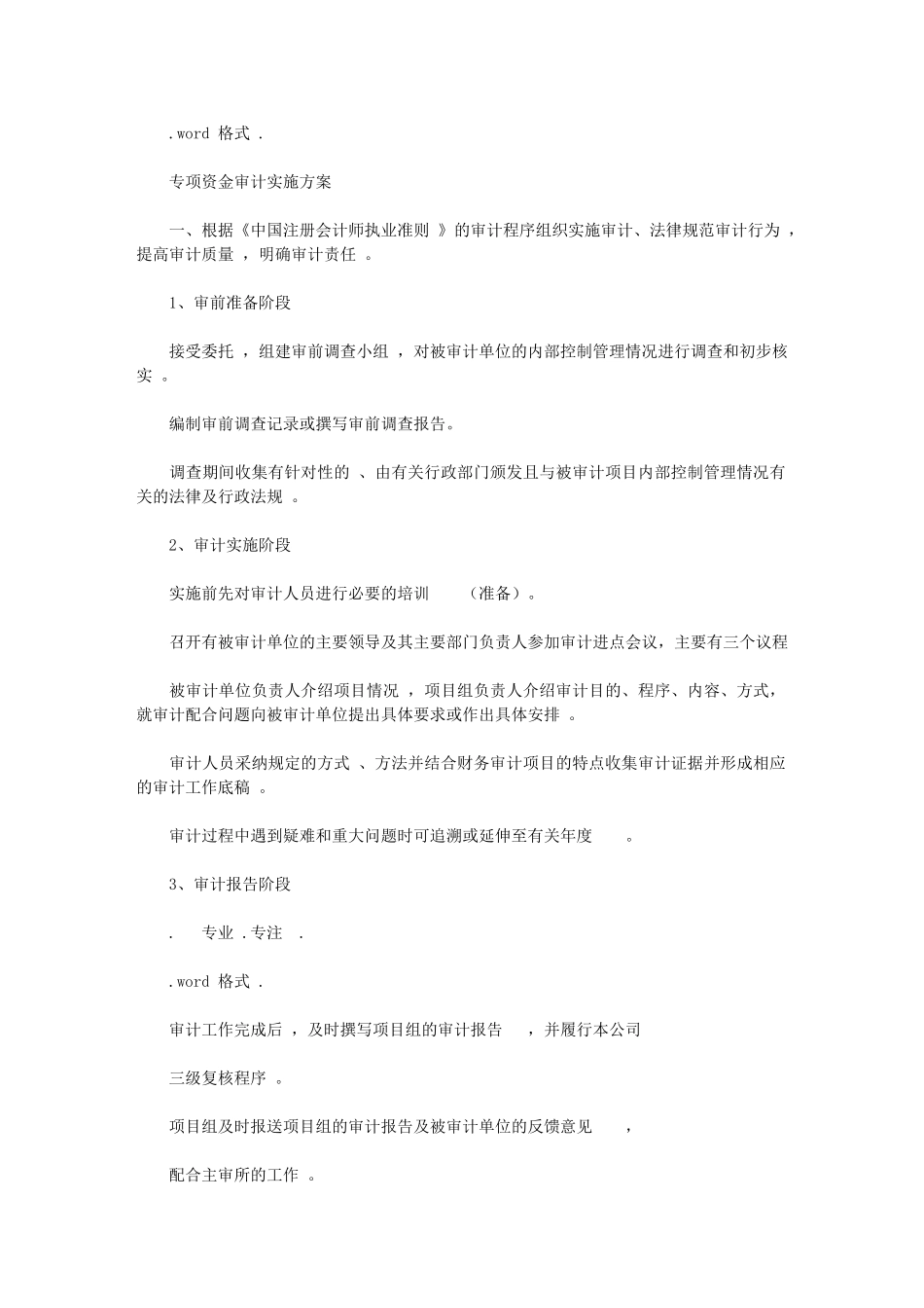 2024年专项资金审计实施计划实施方案_第1页