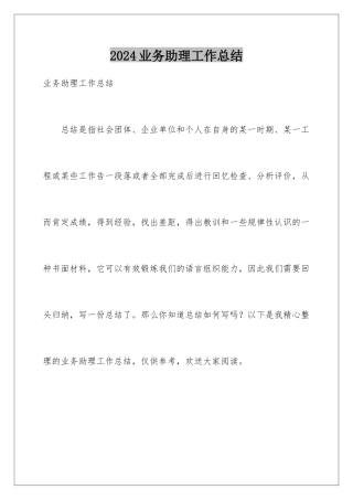 2024年业务助理工作总结