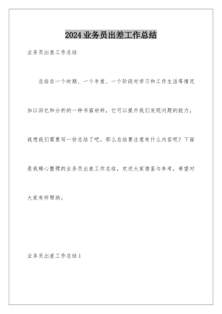 2024年业务员出差工作总结