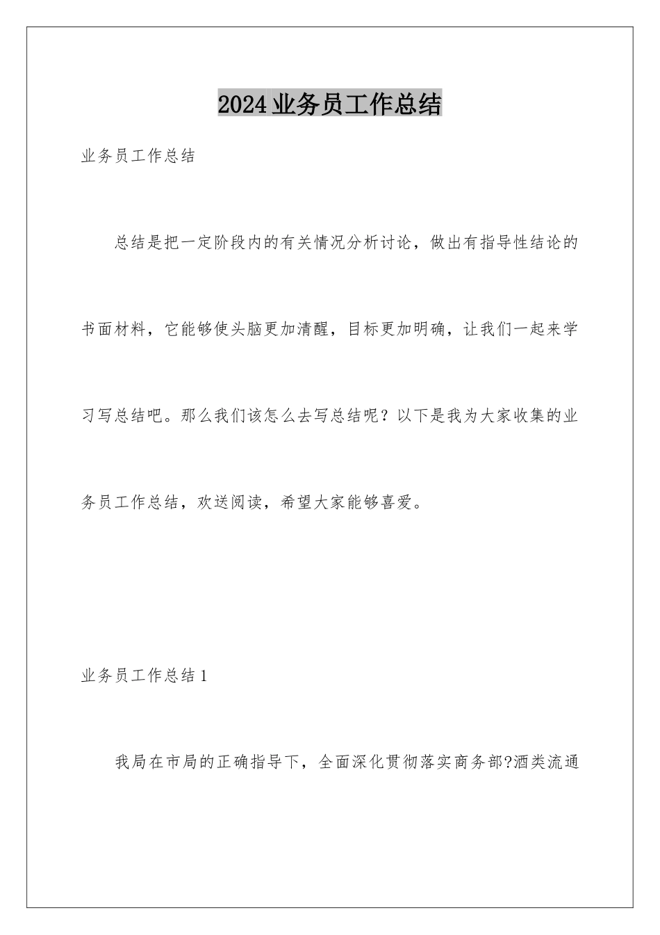 2024年业务员工作总结_第1页