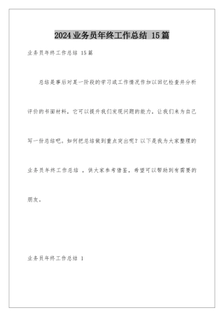 2024年业务员年终工作总结-15篇