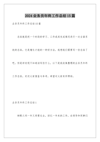 2024年业务员年终工作总结15篇