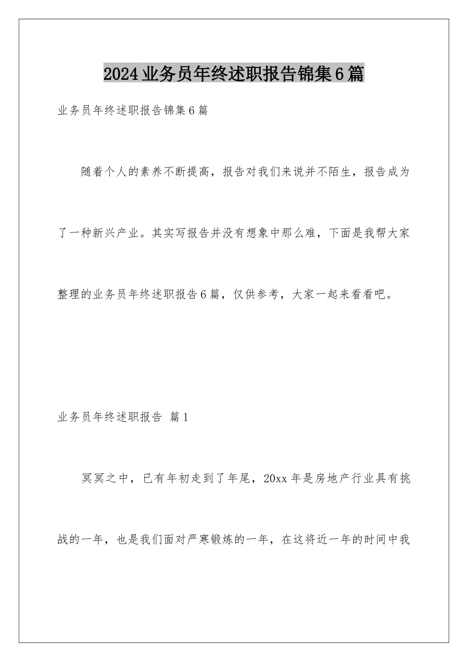 2024年业务员年终述职报告锦集6篇_第1页
