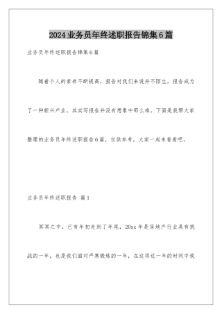 2024年业务员年终述职报告锦集6篇