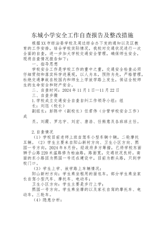 2024年东城小学安全工作自查报告及整改措施-