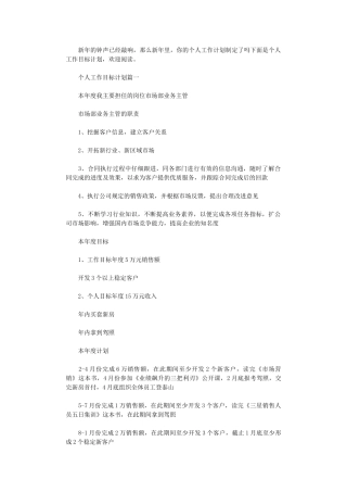 2024年个人工作目标计划