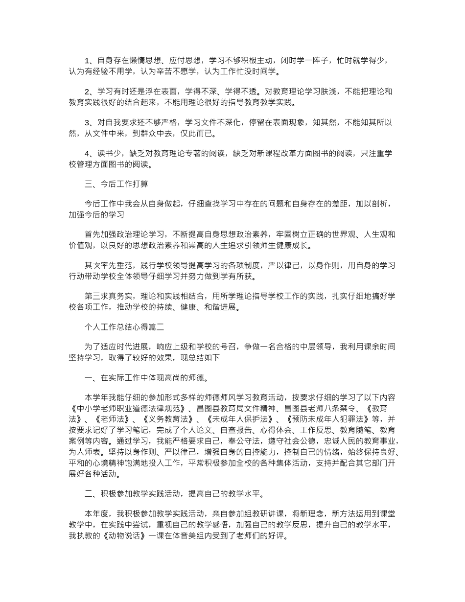 2024年个人工作总结心得体会报告word版_第2页