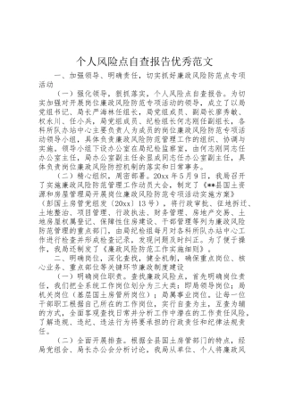 2024年个人风险点自查报告优秀范文-