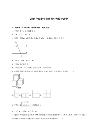 2024年中考数学试卷-z孝感
