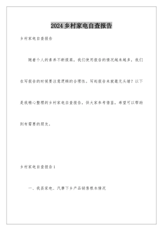 2024年乡村家电自查报告