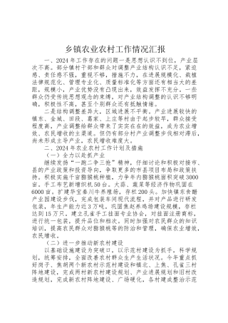 2024年乡镇农业农村工作情况汇报-
