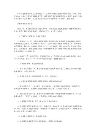 2024年产科护理部工作计划例文