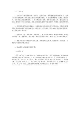 2024年人力资源部工作计划(0001)