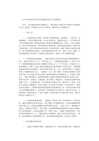 2024年企业单位党支部书记抓基层党建工作述职报告