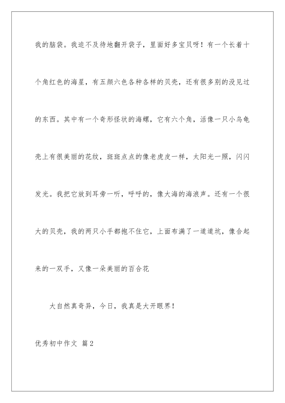 2024年优秀初中作文汇总六篇_第2页