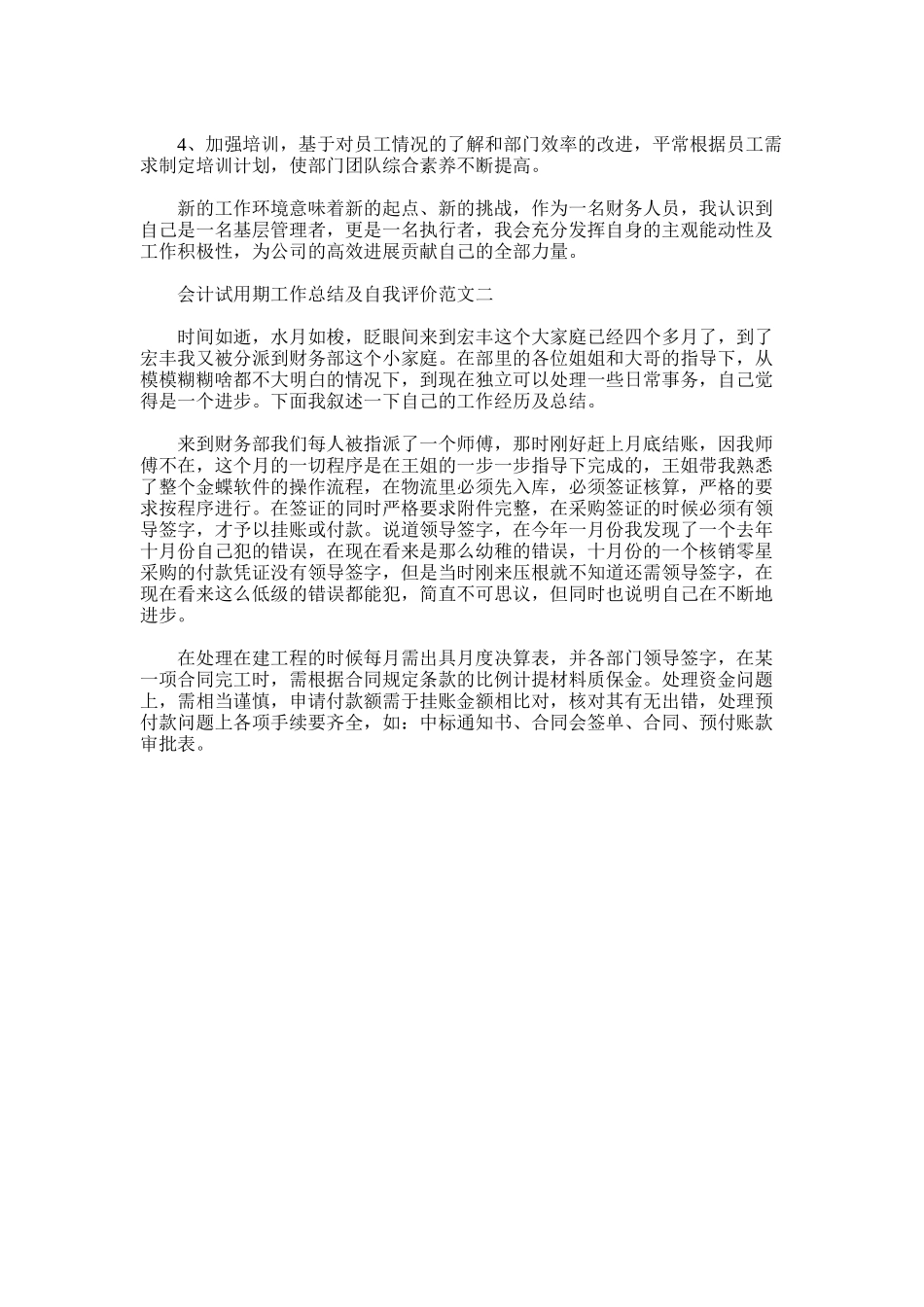 2024年会计试用期工作总结及自我评价_第2页