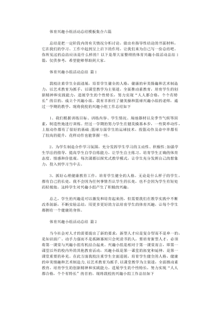 2024年体育兴趣小组活动总结模板集合六篇