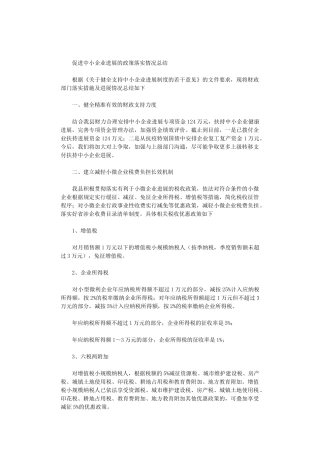 2024年促进中小企业发展的政策落实情况总结