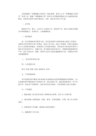 2024年保健院母婴工程工作计划范本