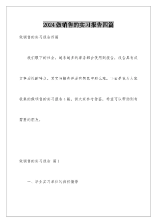 2024年做销售的实习报告四篇