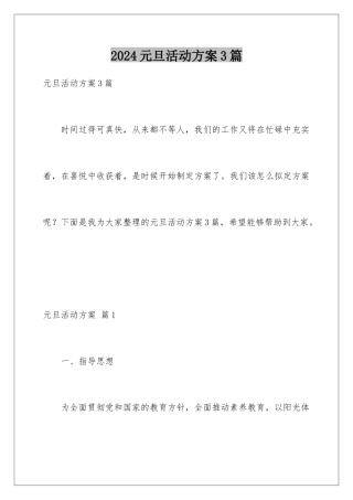 2024年元旦活动计划3篇