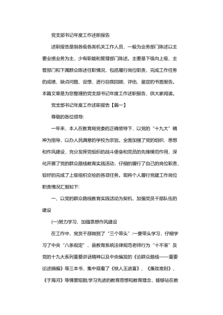 2024年党支部书记年度工作述职报告