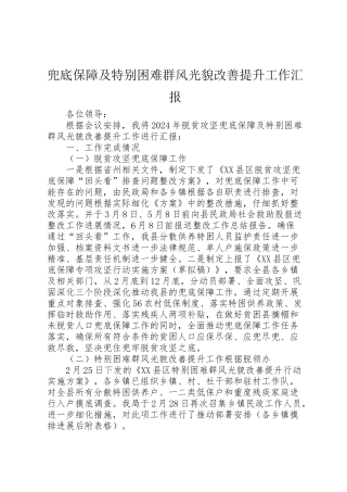 2024年兜底保障及特殊困难群体面貌改善提升工作汇报-