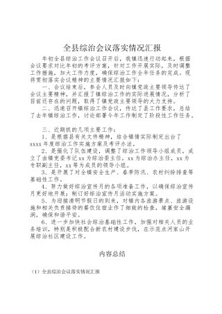 2024年全县综治会议落实情况汇报-