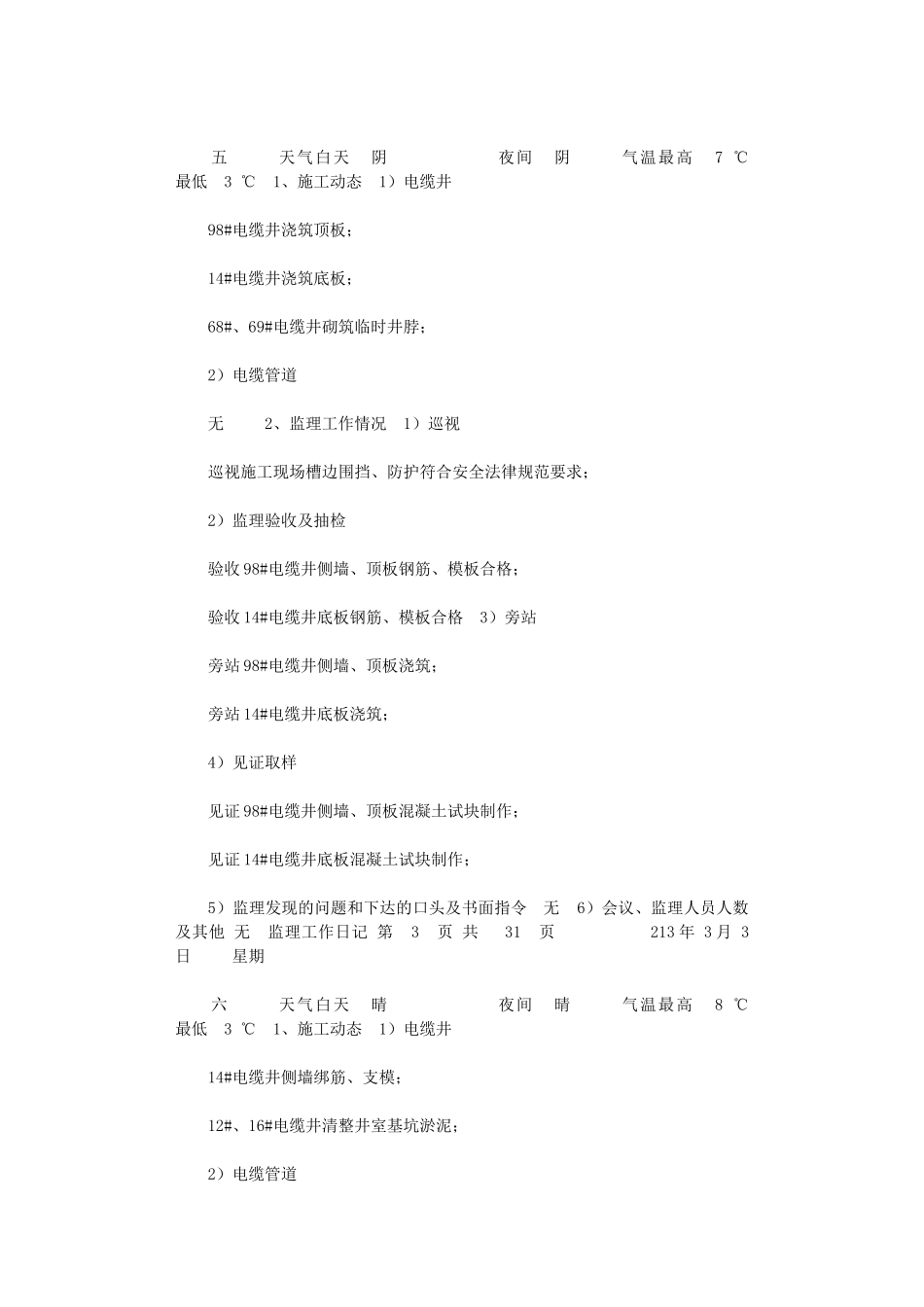 2024年公路新线配套电力管道工程监理工作日记_第2页