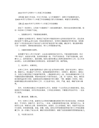 2024年关于公司审计个人年度工作总结精选