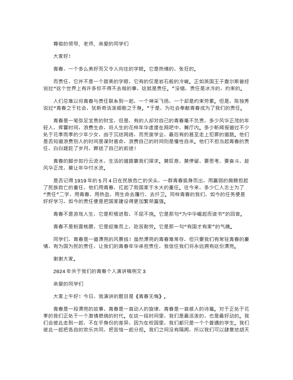 2024年关于我们的青春个人演讲稿例文_第2页