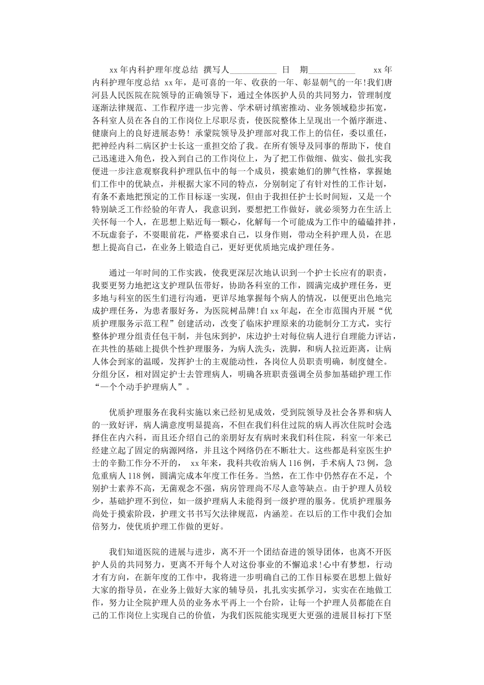 2024年内科护理年度总结_第1页